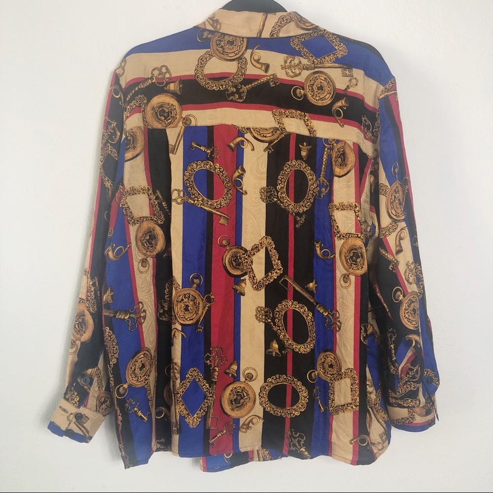 VINTAGE Versace Inspired Silk Button Shirt - Picture 4 of 5